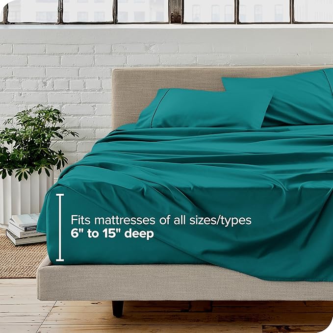 Bare Home Split King Sheet Set - 1800 Ultra-Soft Microfiber Bed Sheets - Double Brushed - Deep Pockets - Easy Fit - 5 Piece Set - Bed Sheets & Pillowcases (Split King, Emerald) BareHome