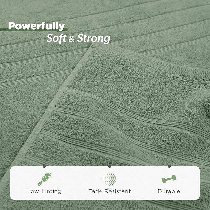 Martex 6-Piece Towel Set – Ultimate Performance – 100% Cotton – 2 Bath Towels – 2 Hand Towels – 2 Wash Cloths – Versatile – Low-Linting – Supersoft & Absorbent Bathroom Set – Easy Care – Sage