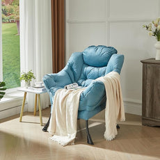 HollyHOME Lazy Chair with Armrest and Side Pocket, Comfy Accent Lounge Chair,Leisure Sofa Armchair for Living Room, Bedroom, Dorm, or Small Spaces, Oversized Reading Sofa Chair, Textured Blue