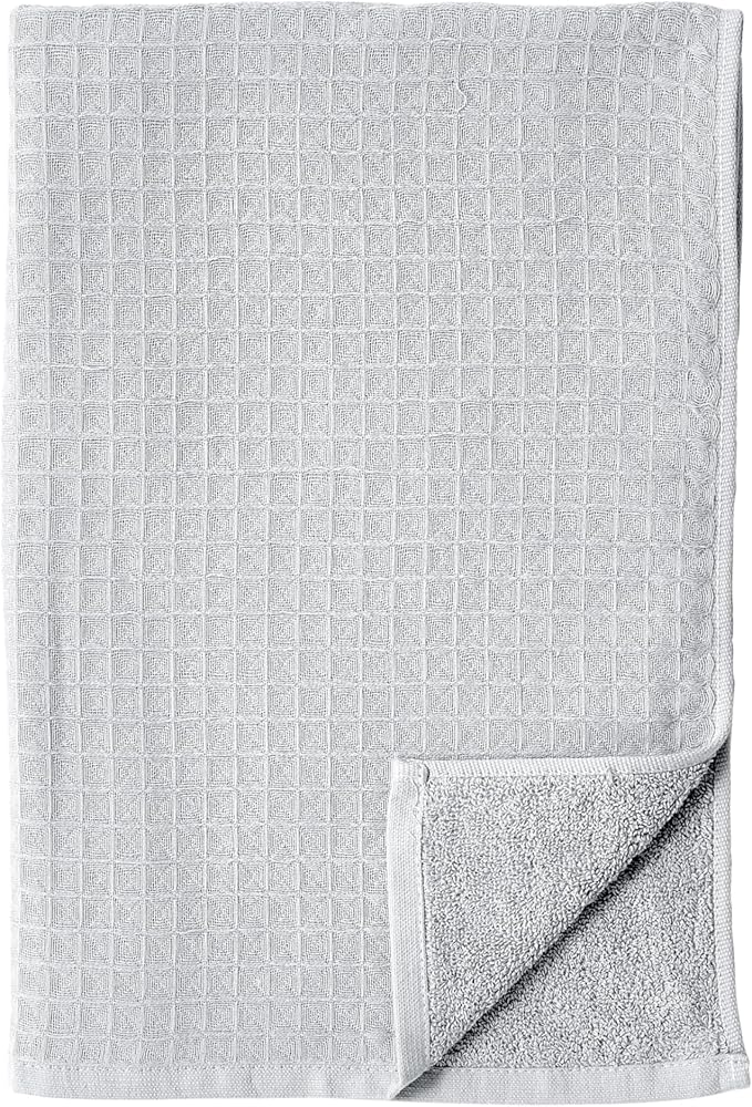 UCHINO Waffle Twist Cotton Weave Hand Towel for Bathroom Lightweight Absorbent Quick Dry Honeycomb Texture Solid Terry Loop Reverse 20" x 30", 1 Hand Towel, Grey