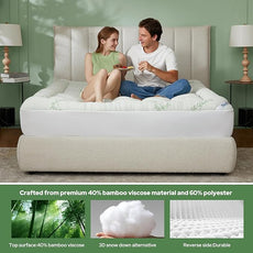 BEDLORE Twin Mattress Topper Viscose Derived from Bamboo, Thick Pillow Top Mattress Pad with Stretchable Pockets for 6