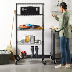 Amazon Basics 5-Shelf Adjustable, Heavy Duty Storage Shelving Unit on 4'' Wheel Casters, Metal Organizer Wire Rack, 30