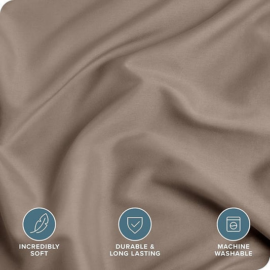 Bare Home Bedding Duvet Cover Extra Long Size - Premium 1800 Super Soft Collection - Lightweight, Cooling Duvet Cover - Soft Breathable Bedding (Twin/Twin XL, Taupe)