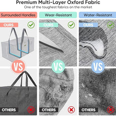 BALEINE Extra Large Storage Tote with Zippers & Carrying Handles, Heavy-Duty Oxford Fabric Moving Bags for Laundry, Space Saving, Storage,2-Pack, Winter Gray