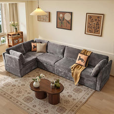 Modular Sectional Sofa,5 Pieces Sectional Couches for Living Room,131X65 L Shaped Cloud Couch with Oversized Convertible Modular Couch for Living Room