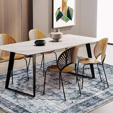 3'x5' Dark Blue Vintage Washable Thin Area Rug Traditional Floor Cover Foldable Indoor Distressed Non Slip Carpet for Bedroom Living Room Bathroom