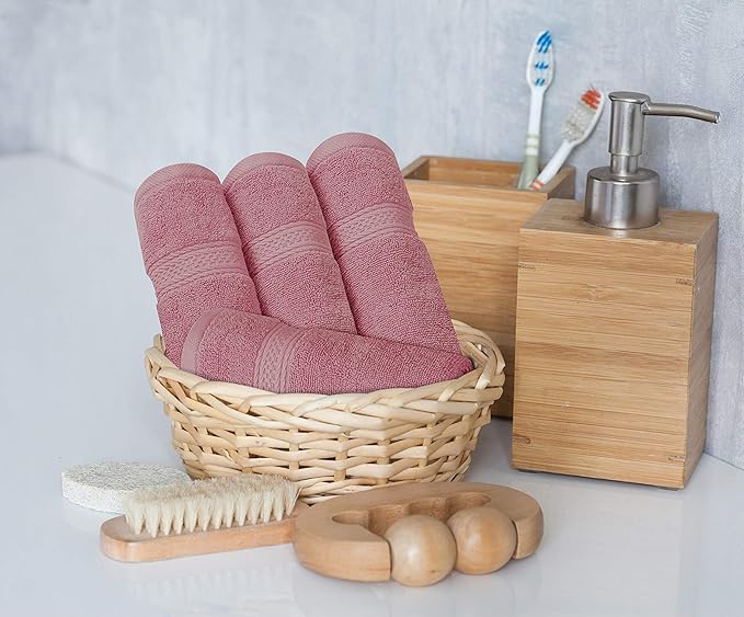Utopia Towels 8 Piece Luxury Towel Set – Majestic Plush, Super Absorbent & Quicker-to-Dry, Thick 100% Ring Spun Cotton Towels for Bathroom, Spa & Hotel – 2 Bath, 2 Hand, 4 Washcloths, Pink