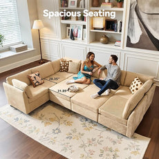 Large 9 Seat Modular Sectional Sofa with Ottoman Seat Corduroy Sleeper Sectional Sofa Bed Oversized Convertible Modular Couch for Living Room