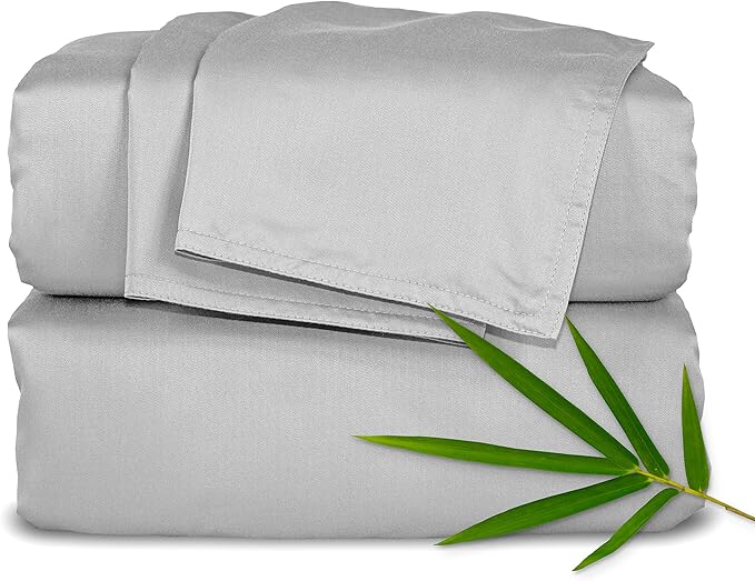 Pure Bamboo Full Sheets, Genuine 100% Organic Viscose Derived from Bamboo Bed Sheet Set, Luxuriously Soft & Cooling, Double Stitching, 2 Year Quality Promise (Full, Silver Pearl)