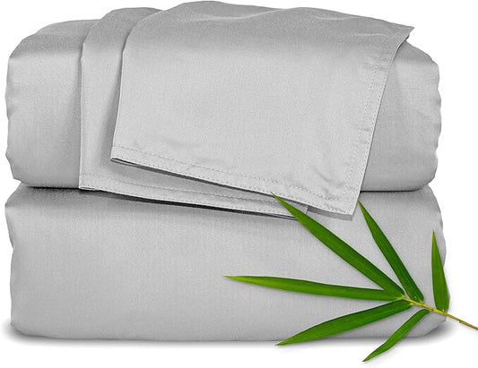 Pure Bamboo Full Sheets, Genuine 100% Organic Viscose Derived from Bamboo Bed Sheet Set, Luxuriously Soft & Cooling, Double Stitching, 2 Year Quality Promise (Full, Silver Pearl)