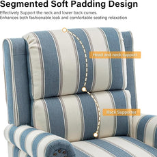 Recliner Chair, Modern Pushback Armchair with Adjustable Backrest & Footrest for Bedroom, Living Room (Navy Blue Stripe,Set of 1)