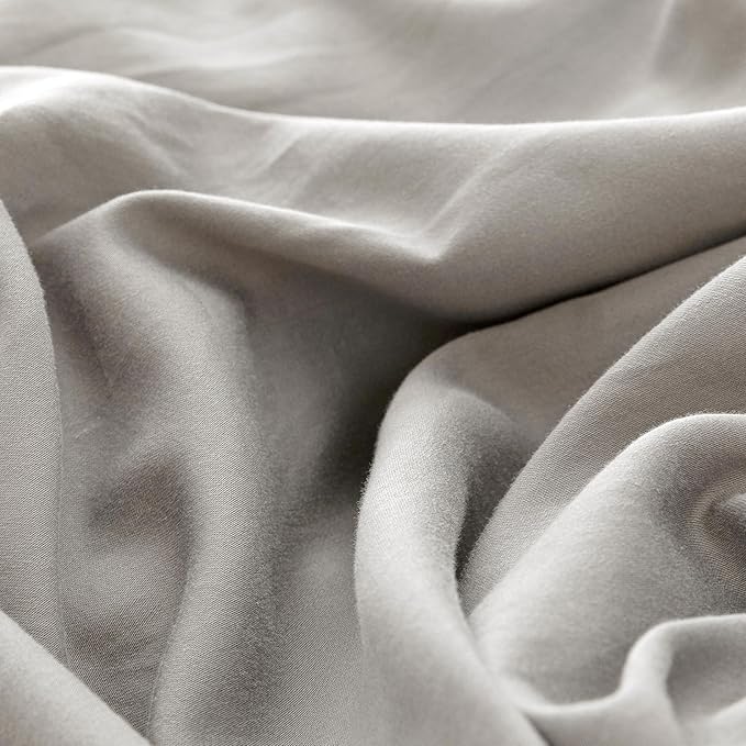 HeimenAogo Egyptian Cotton Duvet Cover Set California King, Ultra Soft and Breathable Comforter Cover with Zipper Closure, High Thread Count Long Staple Cotton Blanket Cover 3pcs, Light Grey