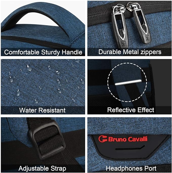 Laptop Backpack,Business Travel Anti Theft Slim Durable Laptops Backpack with USB Charging Port,Water Resistant College Computer Bag for Women & Men Fits 15.6 Inch Laptop and Notebook - Blue