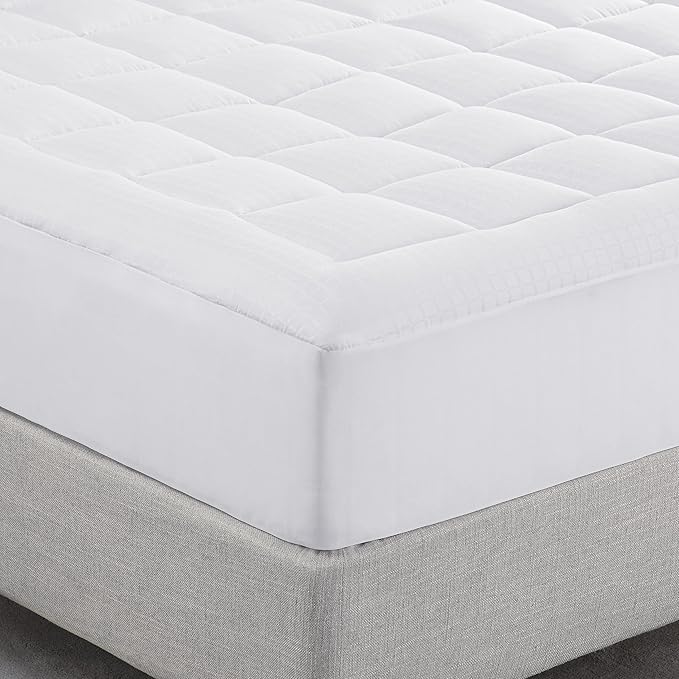Serta ComfortSure Full Mattress Cover, Fitted Pillow Top Mattress Pad, Super Soft and Breathable Quilted Cotton Protector with 18" Elastic Deep Pockets for Secure Fit, White