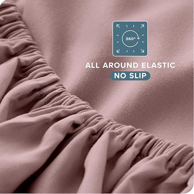 Bare Home Twin Sheet Set - 1800 Ultra-Soft Microfiber Twin Bed Sheets - Double Brushed - Deep Pockets - Easy Fit - Extra Soft - 3 Piece Set - Bedding Sheets & Pillowcases (Twin, Mauve) BareHome