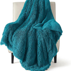 Bedsure GentleSoft Fluffy Turquoise Teal Throw Blanket, Teal Decor Cozy Gifts for Women Men, Soft Fuzzy Sherpa Fleece Plush Thick Warm Faux Fur Throws for Couch, Aqua Blanket Gifts for Mom, 50x60