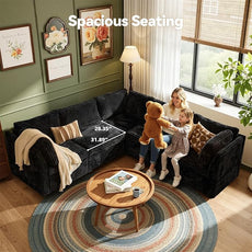 Modular Sectional Sofa,5 Pieces Sectional Couches for Living Room,131X65 L Shaped Cloud Couch with Oversized Convertible Modular Couch for Living Room