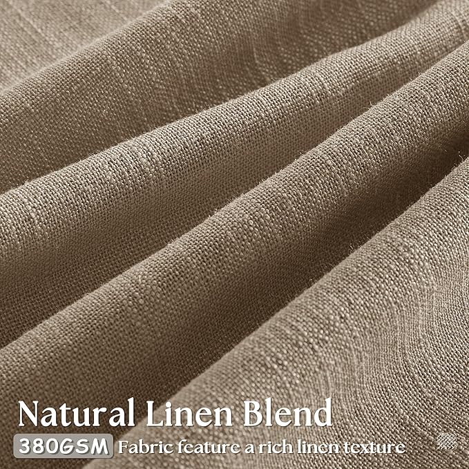 Tan Brown Linen Pinch Pleated Curtains 108 Inches Long 2 Panels for Living Room Bedroom Light Filtering Drapes 108 Inch Length Light Brown Latte Semi Sheer Memory Shape Trained Ceiling Floor Curtain