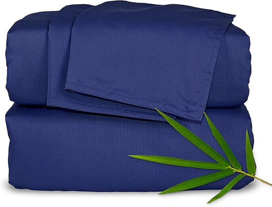 Pure Bamboo King Sheets, Genuine 100% Organic Viscose Derived from Bamboo Bed Sheet Set, Luxuriously Soft & Cooling, Double Stitching, 2 Year Quality Promise (King, Cobalt Blue)