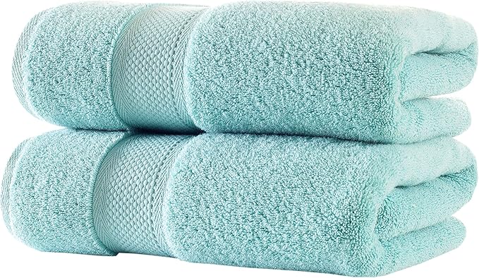 BAGNO MILANO Turkish Towels, Ultra Soft, Plush Luxury Turkih Cotton Bath Towels, Quick Dry Towel Set Made in Turkey (Mint Green, 2 Pcs Bath Towel Set)