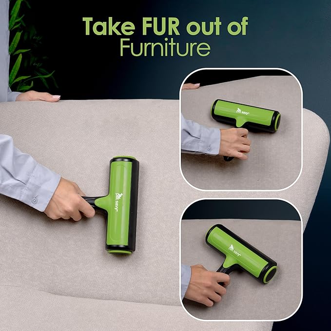 Pet Hair Roller - Compact and Lightweight Lint Roller for Pet Hair - Reusable Dog & Cat Hair Remover with Electrostatic Adsorption for Gentle and Efficient Cleaning