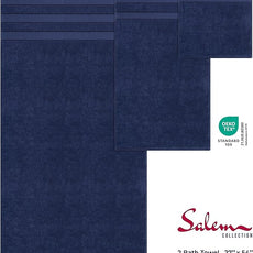 American Soft Linen Salem Turkish Bath Towel Set, 100% Cotton 600 GSM 6 Piece Towels for Bathroom, 2 Bath Towels 2 Hand Towels 2 Washcloths, Navy Blue
