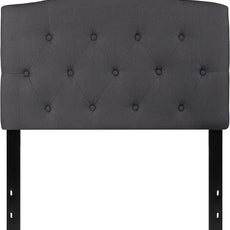 EMMA + OLIVER Twin Size Tufted Upholstered Headboard with Adjustable Metal Bed Rail Slots, Modern Fabric Upholstered Twin Headboard, Dark Gray