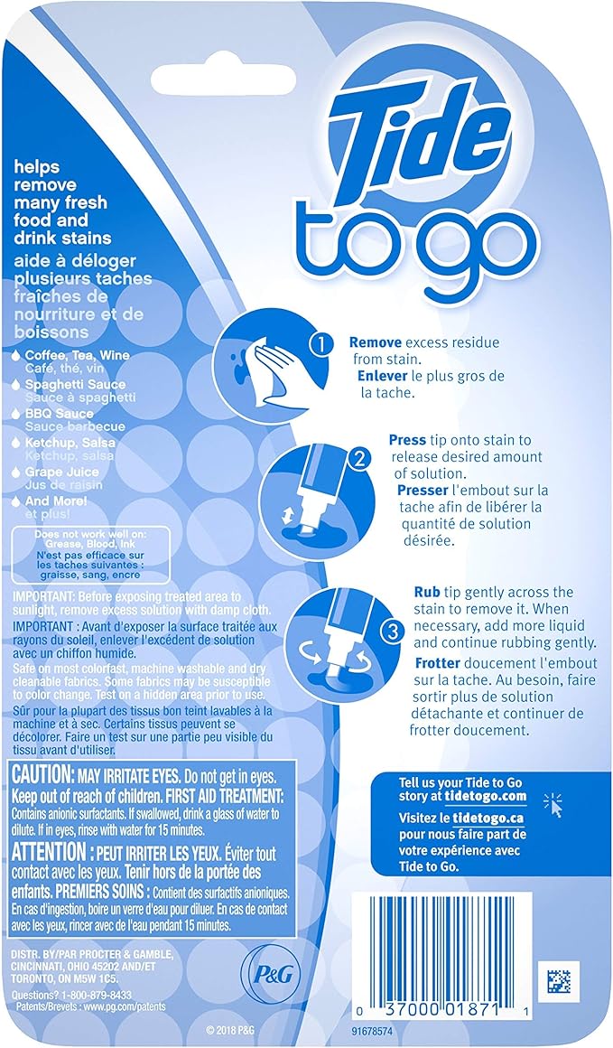 Tide to Go Instant Stain Remover Liquid Pen,Pack of 9