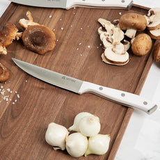 Yatoshi 15 Piece White Knife Block Set - Pro Kitchen Knife Set Ultra Sharp High Carbon Stainless Steel with Ergonomic Handle