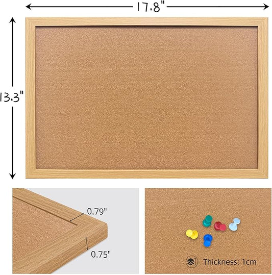 Cork Bulletin Board, 13.3x17.8 Inches Hanging Cork Board Wooden Framed with Pins for Wall, Dorm Room, Office, Home Decor – Natural Cork & Black Frame