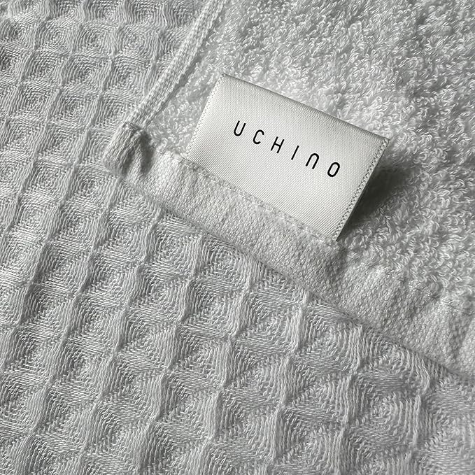 UCHINO Waffle Twist Cotton Weave Washcloth Towel for Bathroom Lightweight Absorbent Quick Dry Honeycomb Texture Solid Terry Loop Reverse 13" x 13", 1 Wash Cloth, Grey