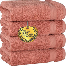 Cotton Paradise Hand Towels for Bathroom, 100% Cotton Turkish 4 Piece Hand Towel Set, Soft Absorbent Face Towels, Coral