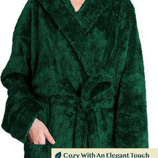 PAVILIA Women Hooded Plush Soft Robe | Fluffy Warm Fleece Sherpa Shaggy Bathrobe