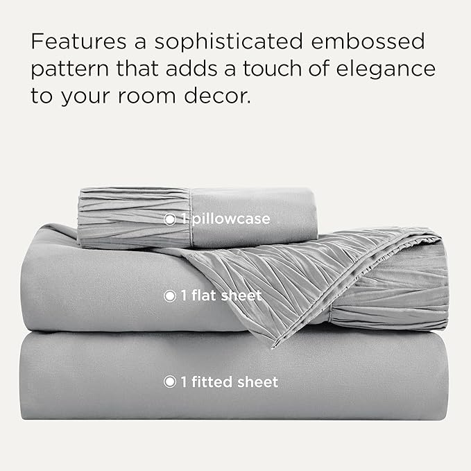 Bedsure Twin Sheets Set - 3 Pieces Soft Twin Bed Sheets - Breathable & Cooling - Hotel Luxury - Easy Care Polyester Microfiber Bedding for Women, Men, Grey