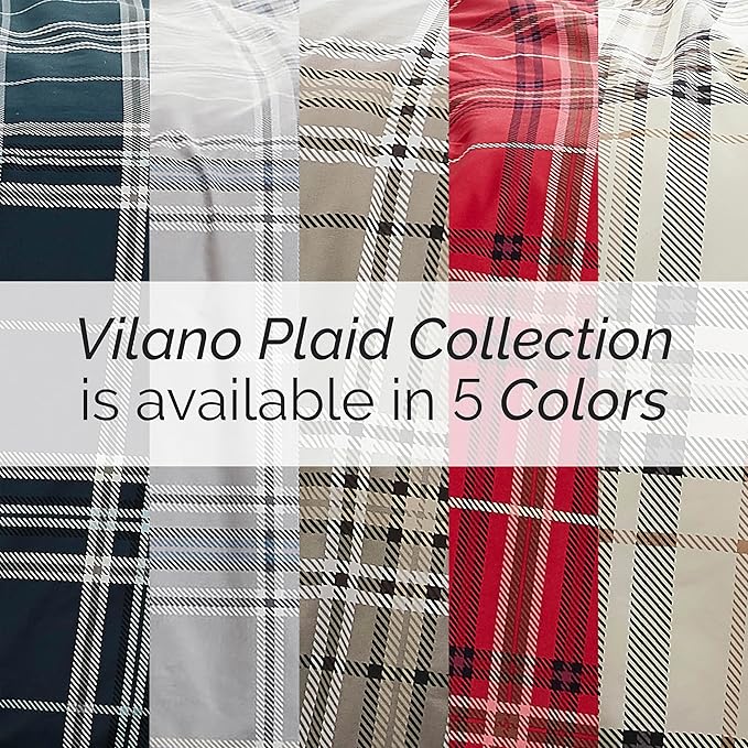 Southshore Fine Living, Inc. Plaid Duvet Cover Set, Twin/XL – Premium Microfiber Bedding, Easy Care – Includes 1 Twin Duvet Cover and 1 Sham, Machine Washable, Vilano Plaid Mocha