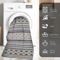 RUGSURE Washable Area Rugs 3' x 5 ' - 1/6 Thick - Moroccan-Inspired -Stain & Water Resistant Non-Slip - Resistant Rug for Living Room, Bedroom, Nursery, Pet & Child Friendly (Blue and Brown)