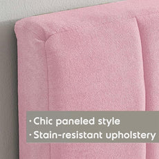 Hearth & Harbor Upholstered Queen Headboard - Easy Assemble Channel Stitched Headboard Queen Size - Wall Mounted Headboards with 3D Soundproof Wall Panels Peel & Stick Floating Headboards, Pink