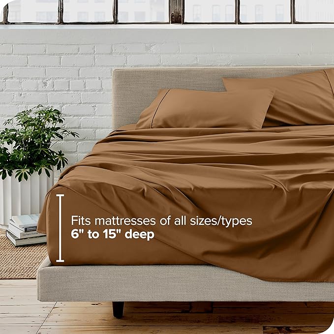 Bare Home Full Sheet Set - Luxury 1800 Ultra-Soft Microfiber Full Bed Sheets - Double Brushed - Deep Pockets - Easy Fit - 4 Piece Set - Bedding Sheets & Pillowcases (Full, Caramel) BareHome