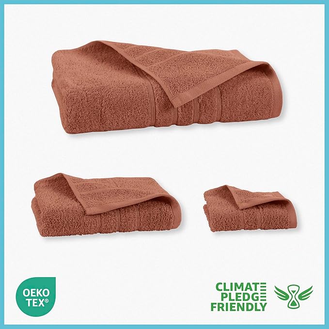 Martex 6-Piece Towel Set – Ultimate Performance – 100% Cotton – 2 Bath Towels – 2 Hand Towels – 2 Wash Cloths – Versatile – Low-Linting – Supersoft & Absorbent Bathroom Set – Easy Care – Terracotta