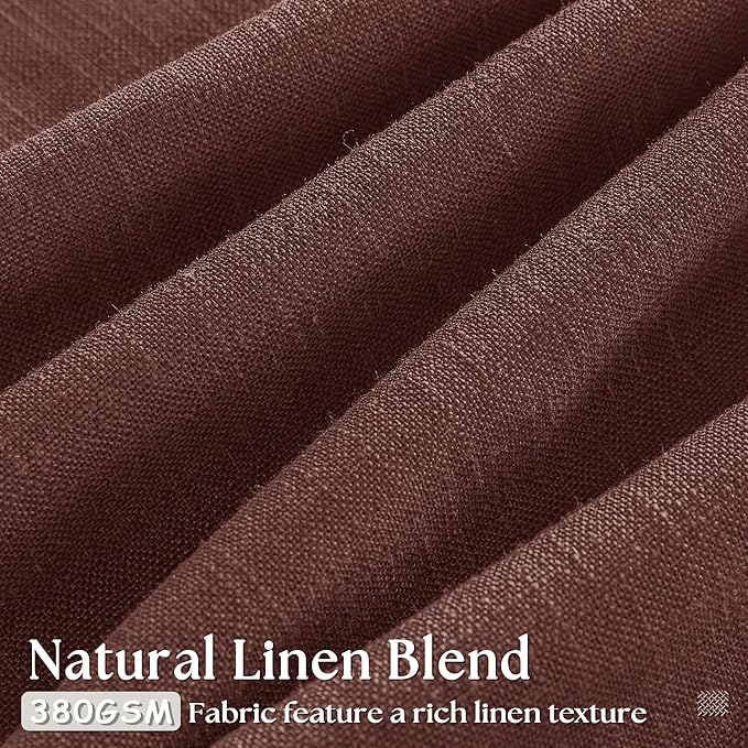Brick Brown Pinch Pleated Linen Curtains 90 Inches Long for Living Room Bedroom 2 Panels Light Filtering Pinch Pleat Hooks Rings Back Tab Red Chestnut Country Farmhouse 90 Inch Window Curtain Drapes