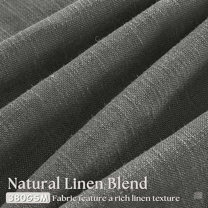Charcoal Grey Pinch Pleated Linen Curtains 108 Inches Long for Living Room 2 Panels Set Flax Double Pleated Drapes Back Tab Farmhouse Neutral Ceiling Floor 108 Inch Window Curtains Bedroom Dark Grey