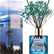 COCORRÍNA Reed Diffuser - Lake Tahoe 6.7 Fl.oz Reed Diffuser Set with 8 Sticks & Preserved Baby's Breath, Reed Diffuser for Home Bathroom Shelf Decor