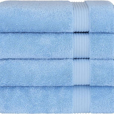 Cotton Paradise 4 Piece Turkish Bath Towels for Bathroom, 100% Cotton Extra Large Soft Plush Towels Bathroom Set, Sky Blue