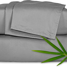 Pure Bamboo Split King Sheets, Genuine 100% Organic Viscose Derived from Bamboo Bed Sheet Set, Soft & Cooling, Double Stitching, 2 Fitted Sheets (Split King, Stone Grey)