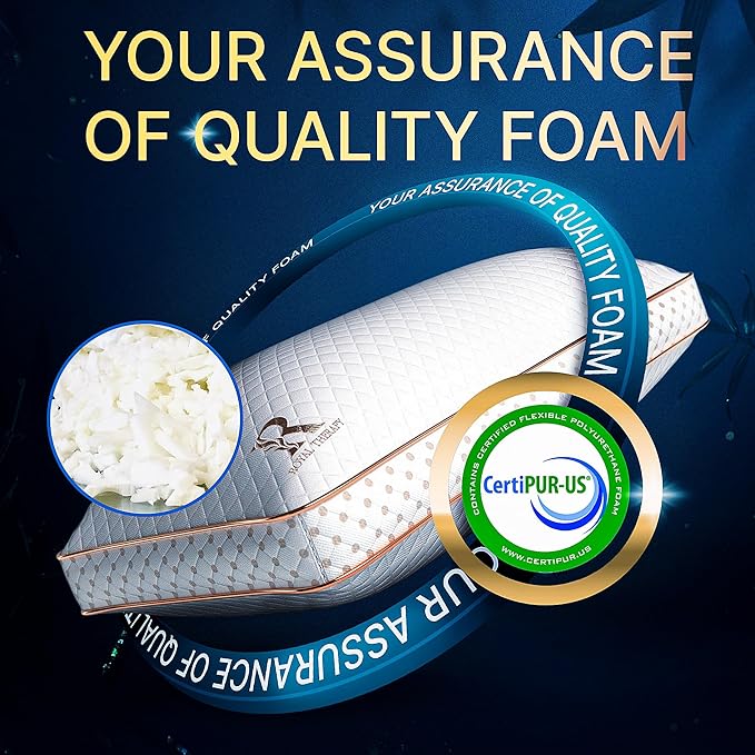 Royal Therapy 4-Pack Queen Memory Foam Pillow, Adjustable Shredded Odor-Free Pillow for Neck & Shoulder Pain Relief, Support for Back, Stomach, Side Sleepers, AirFlowPRO