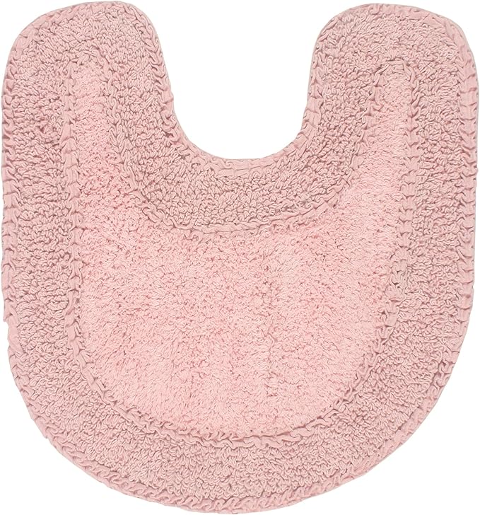 Home Weavers Double Ruffle Collection 100% Cotton Bathroom Rugs Set, Washable Rug, Extra Soft and Absorbent Bath Rug, Kitchen Mat, Bath Mat Set, Bath Floor Mat Non Slip, 20"x20" Contour, Pink