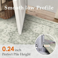 Green Runner Rug 2x6 Washable Vintage Carpet Hallway Kitchen Soft Retro Low Pile Thin Indoor Bedroom Non Slip Oriental Medallion Long Throw Rug for Bathroom Laundry Dining Room