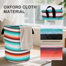 Mexican Serape Stripe Laundry Basket Foldable Oxford Cloth Tote Bag Laundry Hamper Clothes Storage Bucket Organizer For Bathroom/Laundry Storage/Bedroom 19.6x15.7 Inch