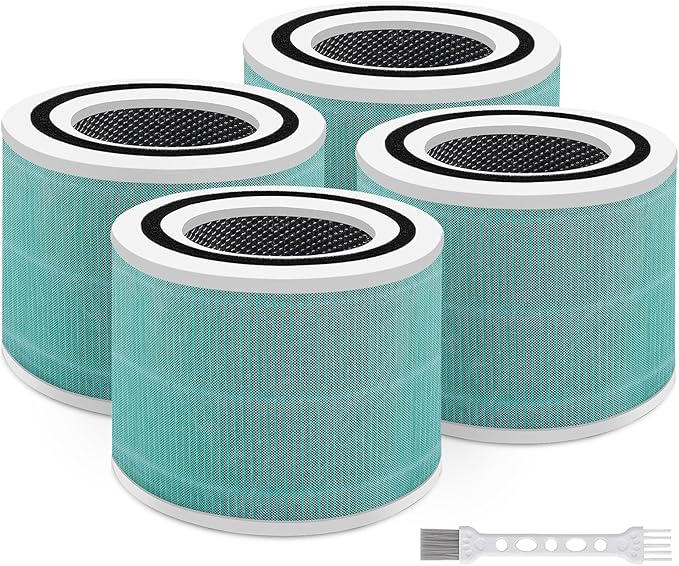 4 Pack Core 300/Core P350 Compatible with LEVOIT Core P350/Core 300 and Core 300S, Grade True Filter High-Efficiency Activated Carbon, Compare to Part # Core 300-RF (300-green-4Pack)