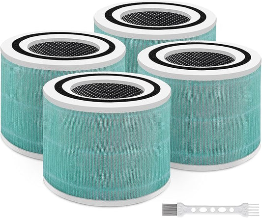 4 Pack Core 300/Core P350 Compatible with LEVOIT Core P350/Core 300 and Core 300S, Grade True Filter High-Efficiency Activated Carbon, Compare to Part # Core 300-RF (300-green-4Pack)